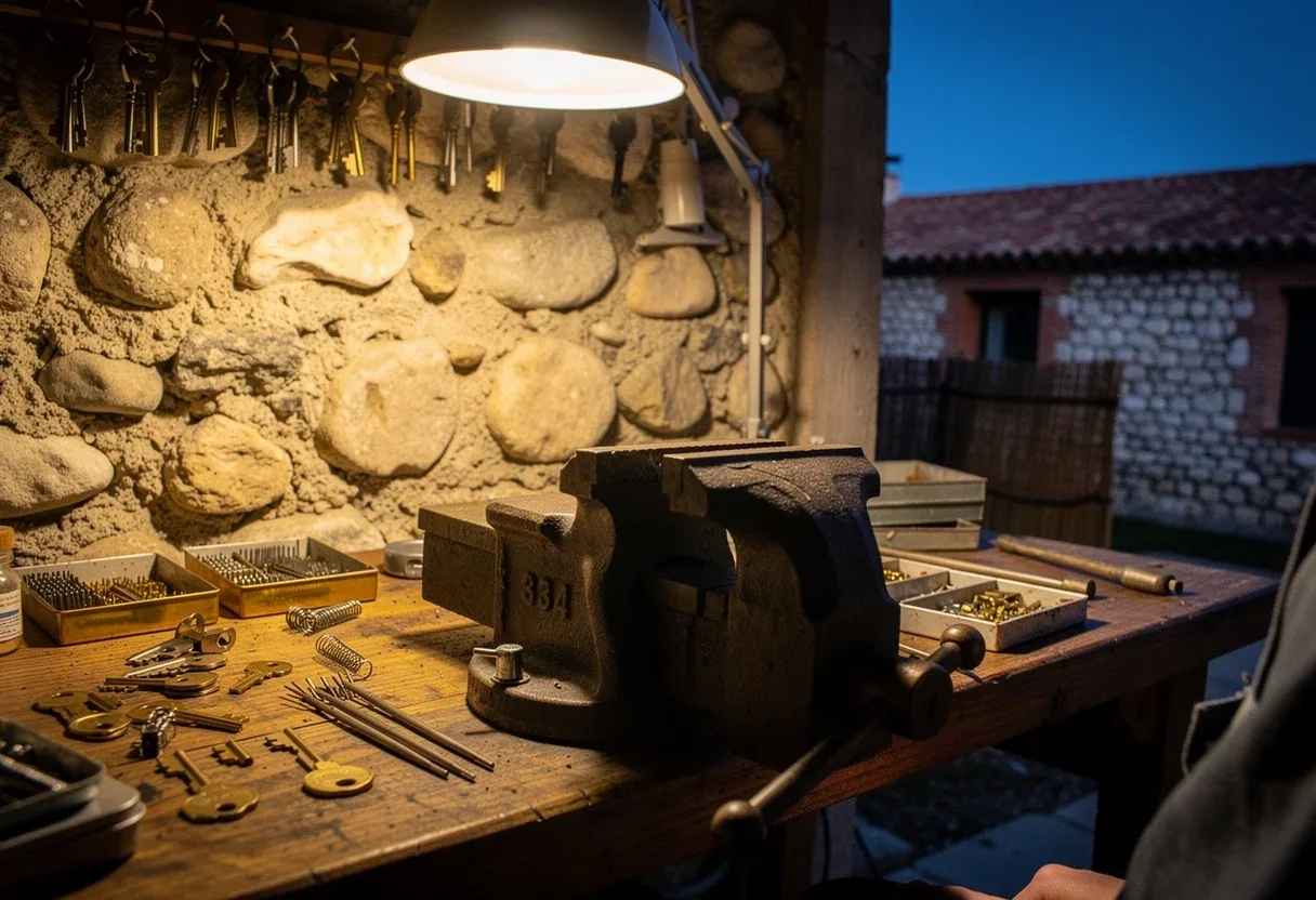 L'établi de l'atelier du serrurier de Pia